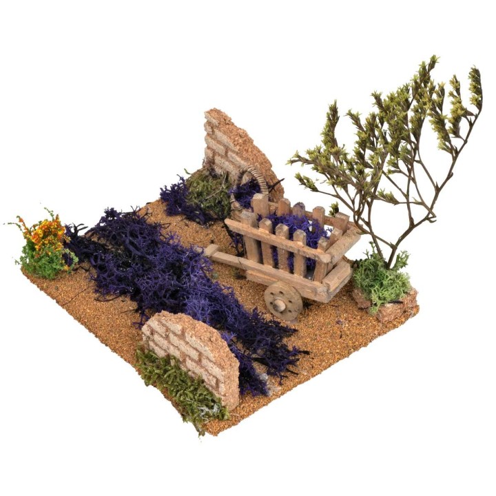 Lavender Field with cart cm 15x13x15 h