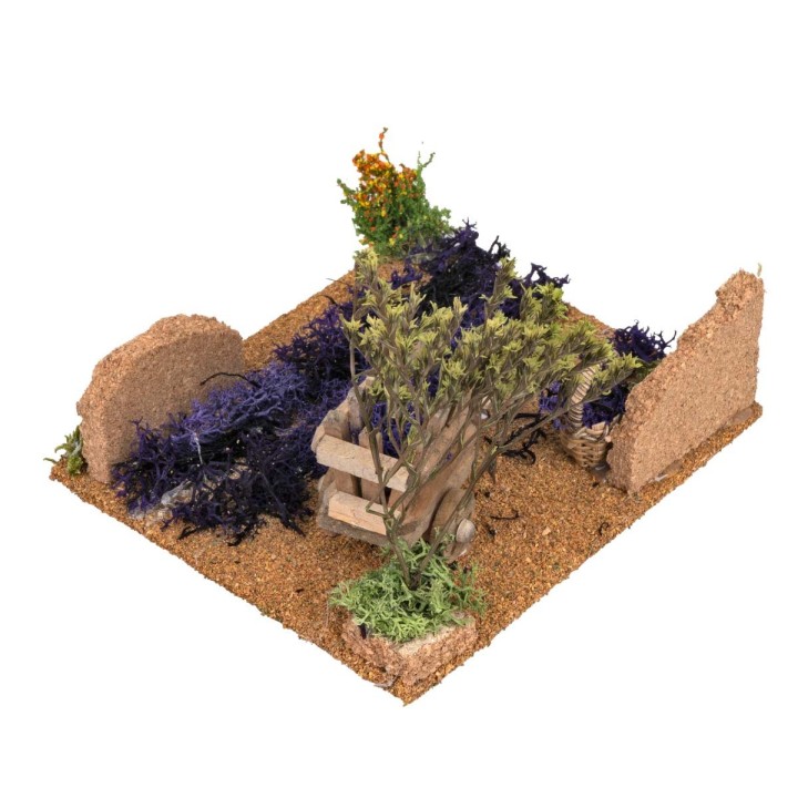 Campo di Lavanda con carretto cm 15x13x15 h