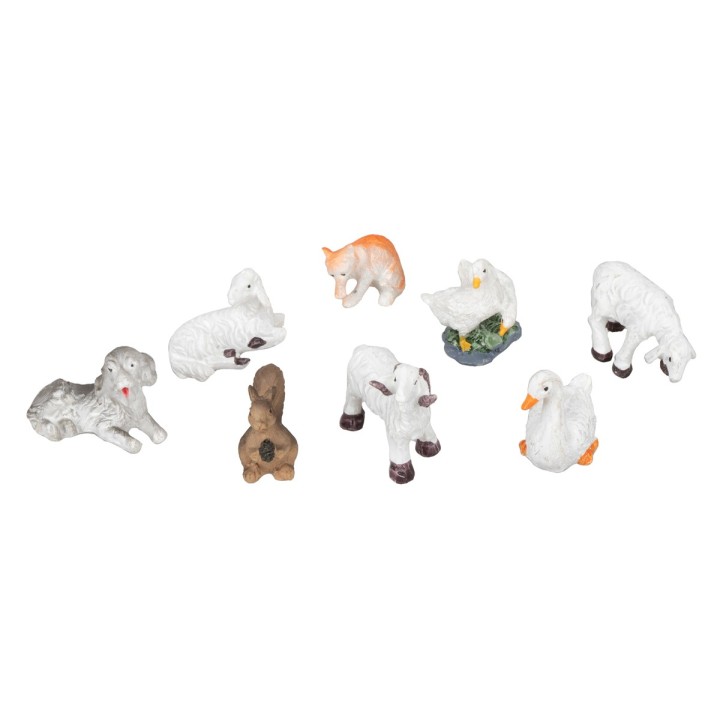 Set animali da cortile 8 pezzi per statue 8-10 cm