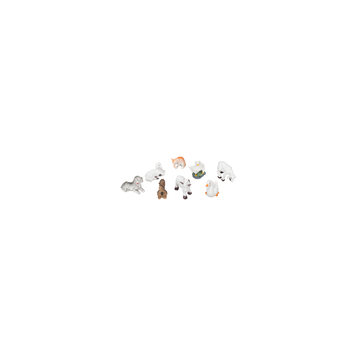 Set animali da cortile 8 pezzi per statue 8-10 cm