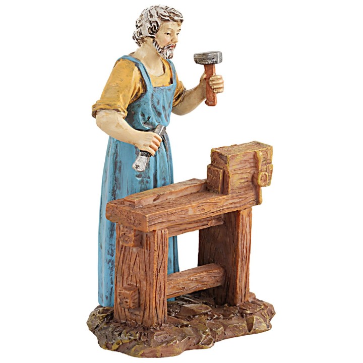 Carpenter at the workbench 10 cm in resin Martino Landi
