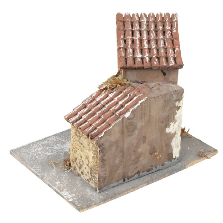 Casita enlucida rústica amarilla con balcón cm 14x10x11,5 h