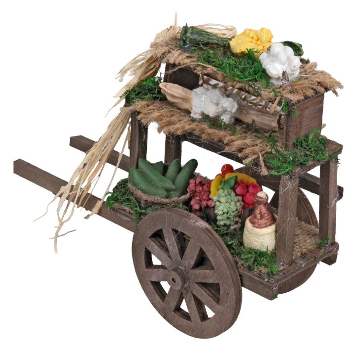 Wooden cart with fruits and vegetables cm 16x5.5x13 h