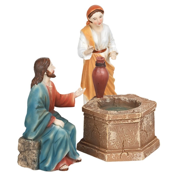 Gesù e la samaritana al posso 12 cm resina