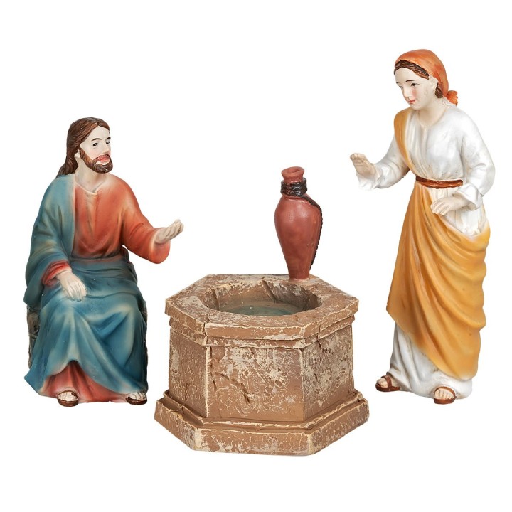 Gesù e la samaritana al posso 12 cm resina