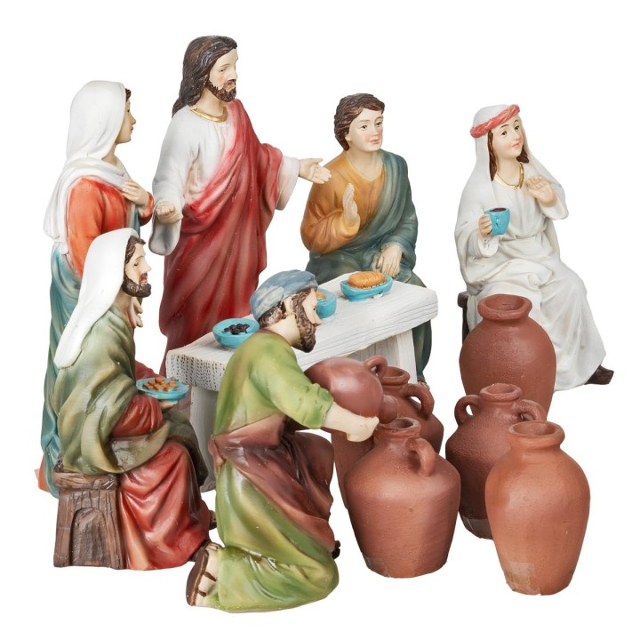 Conjunto de bodas de Caná 12 cm en resina 12 piezas