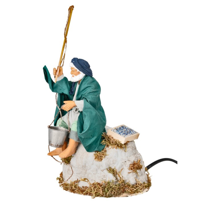 Pescatore su scoglio serie 15 cm in movimento