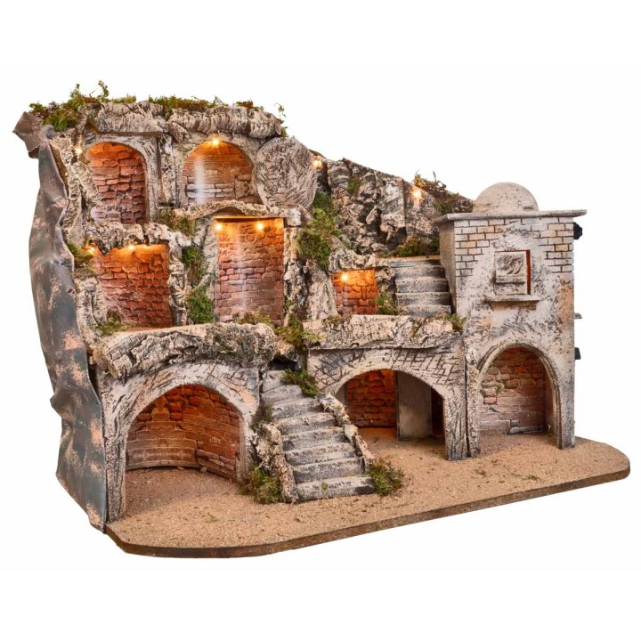 Illuminated Easter Nativity with caves and sepulchre cm