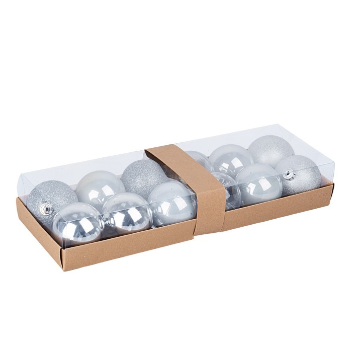 Set of 12 silver balls ø 6 cm for Christmas tree