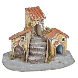 Group of resin houses with staircase cm 20x18x14 h
