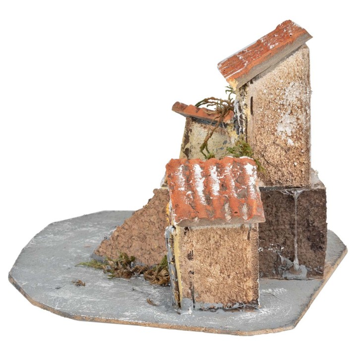 Gruppo di case in resina con scalinata cm 20x18x14 h