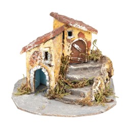 Resin houses with staircase cm 13.5x16.5x10.5 h