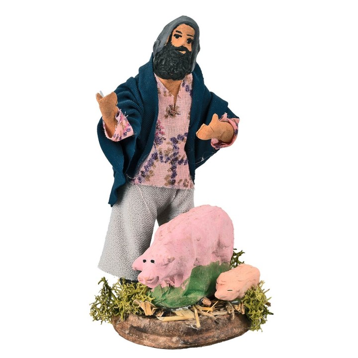 Farmer with pigs 12 cm