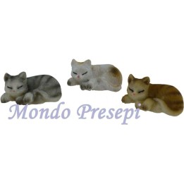 Conjunto de 3 gatos acostados surtidos de 2,5 cm en resina