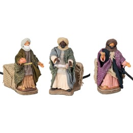 Conjunto de tres Reyes Magos en movimiento 12 cm