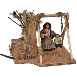 Mother and child on a swing in motion 10 cm