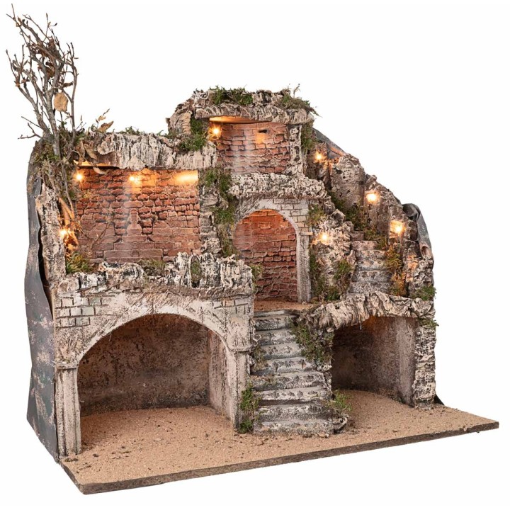 Pesebre Pascual iluminado con cuevas cm 62x45x60 h