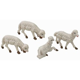 Set 4 pecore presepe per pastori cm 8-10
