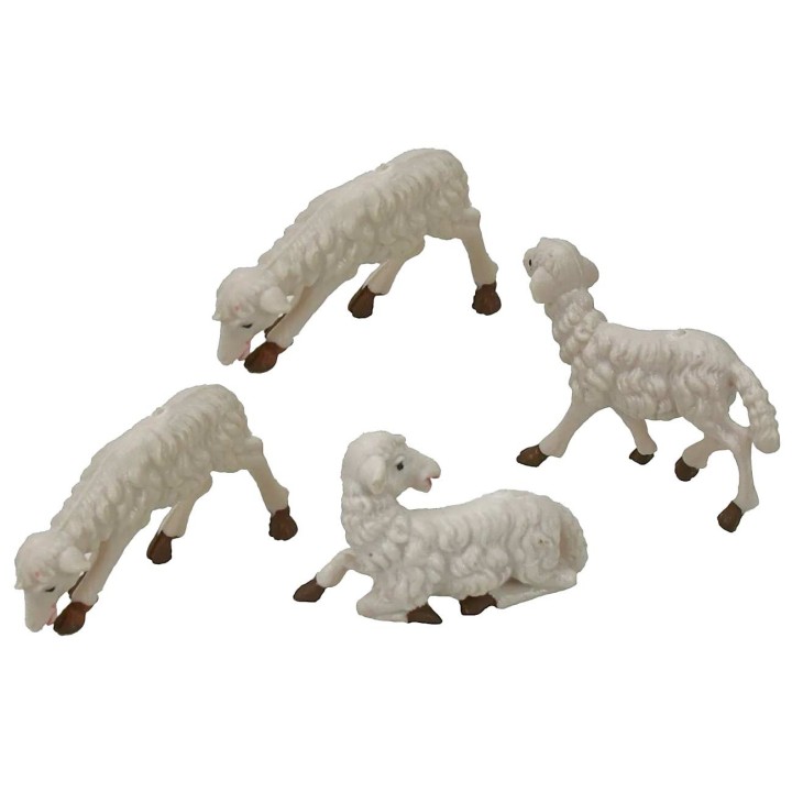 Set 4 pecore presepe per pastori cm 8-10