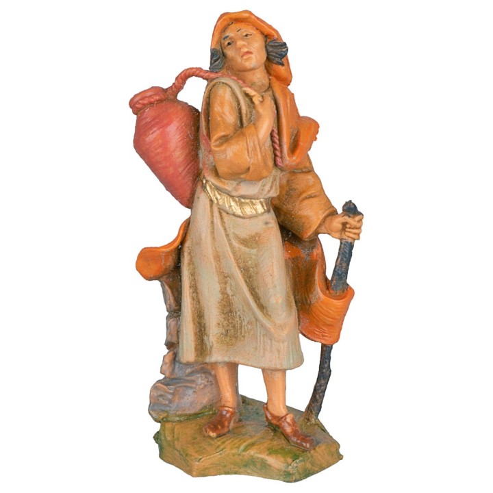 Woman with anfora on shoulders and stick 6.5 cm Fontanini