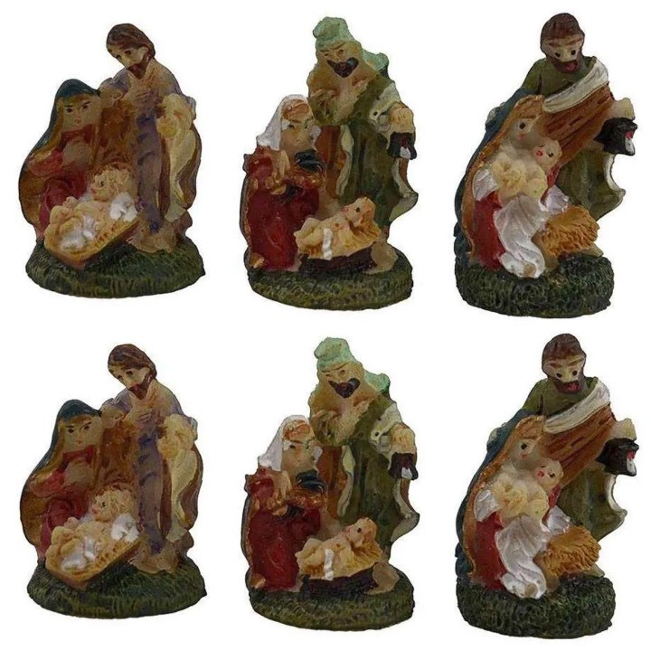 Set 6 natività 3 cm in resina presepi