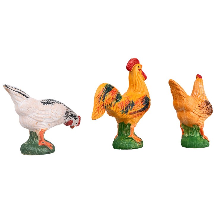 Set tre gallinacei in pvc per statue 20-30 cm