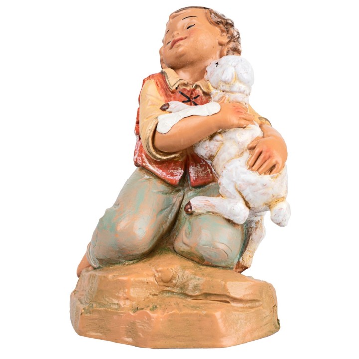 Bimbo inginocchiato con agnello serie 30 cm Fontanini