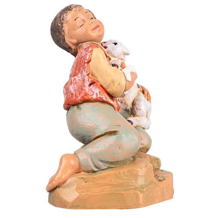 Bimbo inginocchiato con agnello serie 30 cm Fontanini