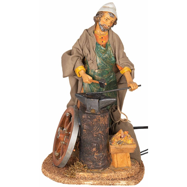 Moving blacksmith Fontanini 30 cm with fire