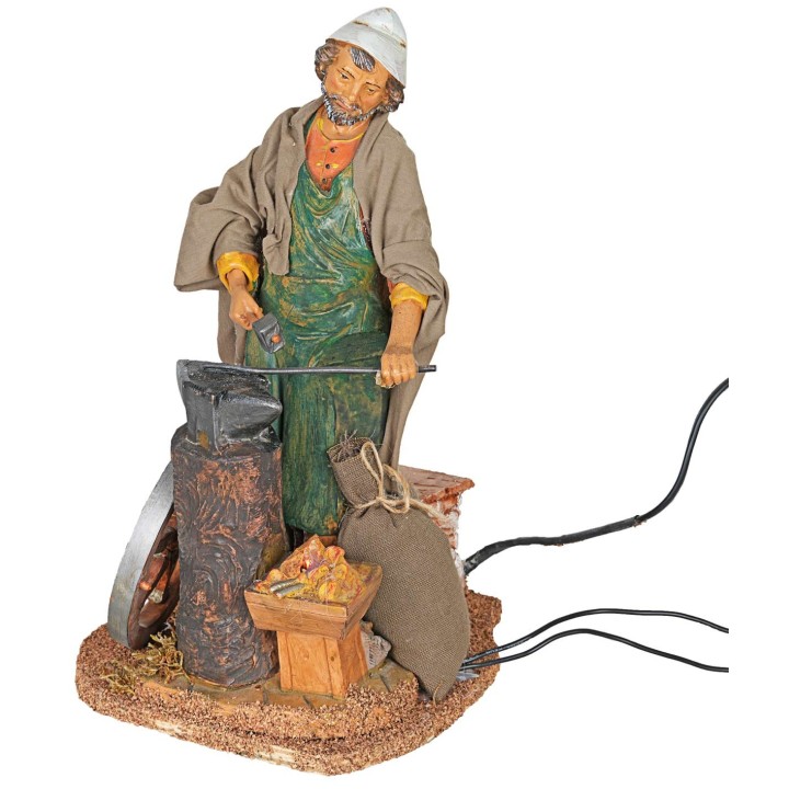Moving blacksmith Fontanini 30 cm with fire