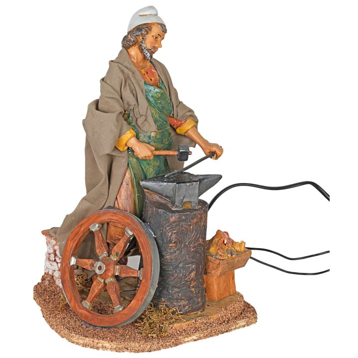 Moving blacksmith Fontanini 30 cm with fire