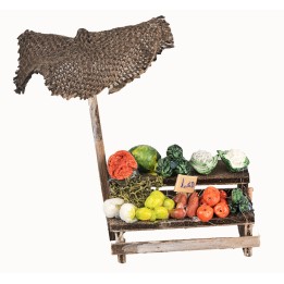 Banco frutta e verdura con ombrellone