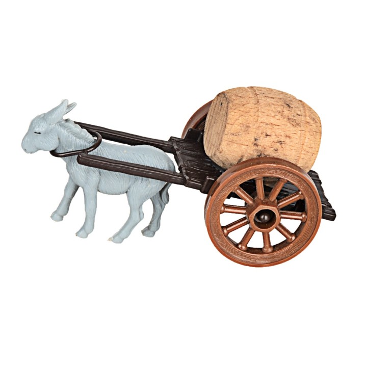 Carro pequeño con barril - Asno tirando - Cod. 