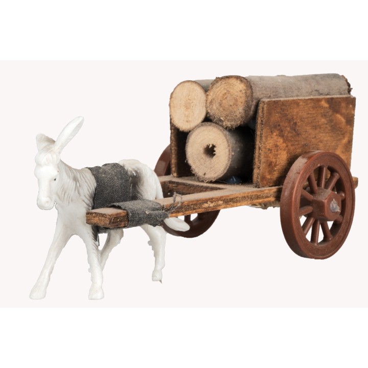 Carro pequeño de madera con burro de tiro