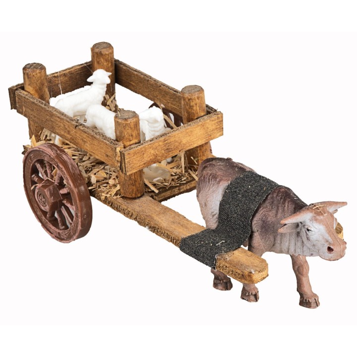 Wooden wagon with sheep