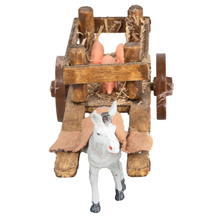 Carro de madera con cerditos