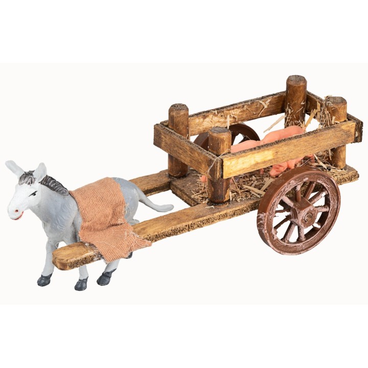 Carro de madera con cerditos