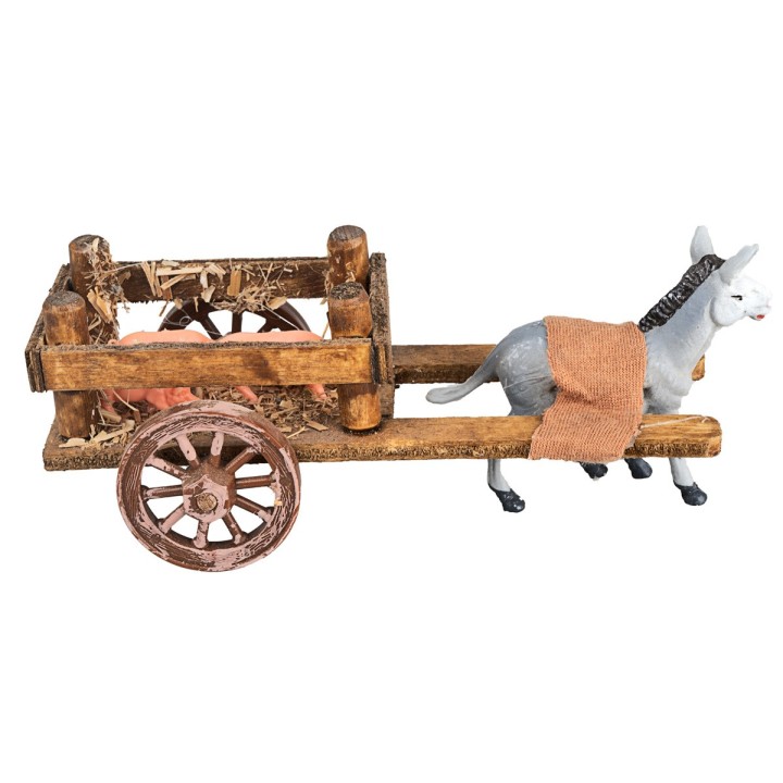 Carro de madera con cerditos
