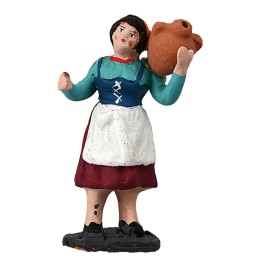 Donna 10 cm con anfora sulla spalla in terracotta dipinta