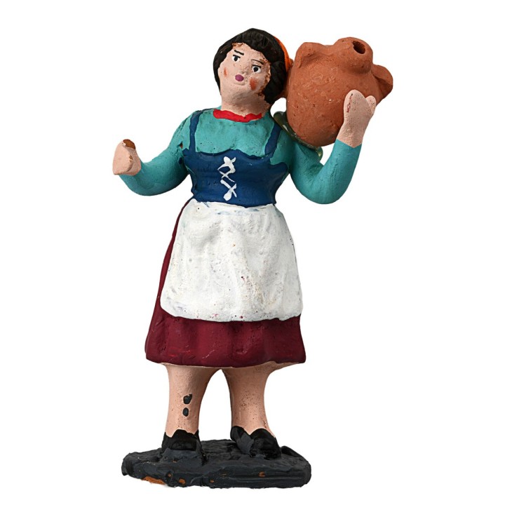 Mujer 10 cm con ánfora en el hombro en terracota pintada