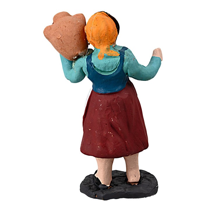 Donna 10 cm con anfora sulla spalla in terracotta dipinta