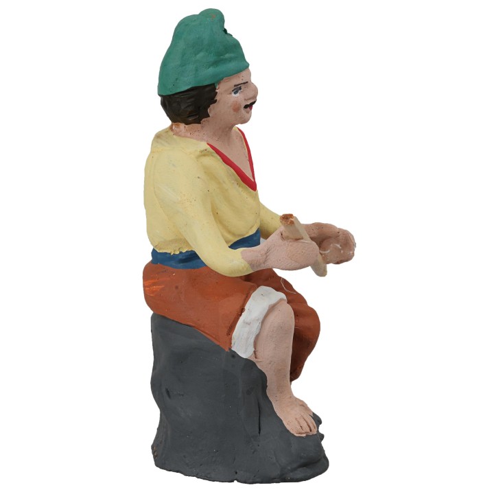 Pescador serie 10 cm en terracota pintada