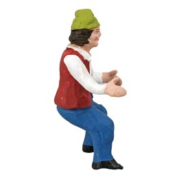 Seated shepherd from the 10 cm series in painted terracotta