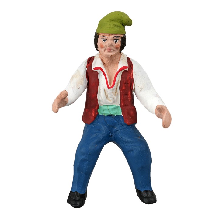Pastore seduto della serie 10 cm in terracotta dipinta