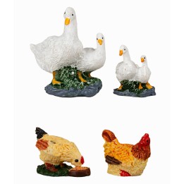 Set 4 animali da cortile in resina per statue da 10/12 cm