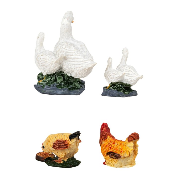 Set 4 animali da cortile in resina per statue da 10/12 cm