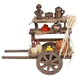 Carretto in legno da mercato cm 16x5,5x13 h