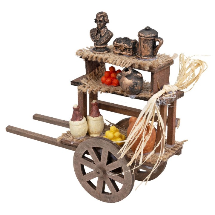 Carretto in legno da mercato cm 16x5,5x13 h