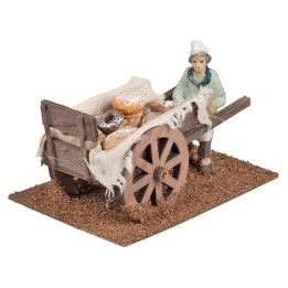 Carreta de Madera con Panadero cm 15x9,5x9 h