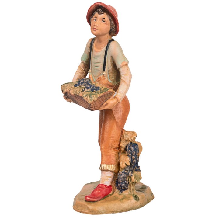 Boy with box of grapes 9.5 cm Fontanini